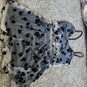 Never worn sheer black floral dress.